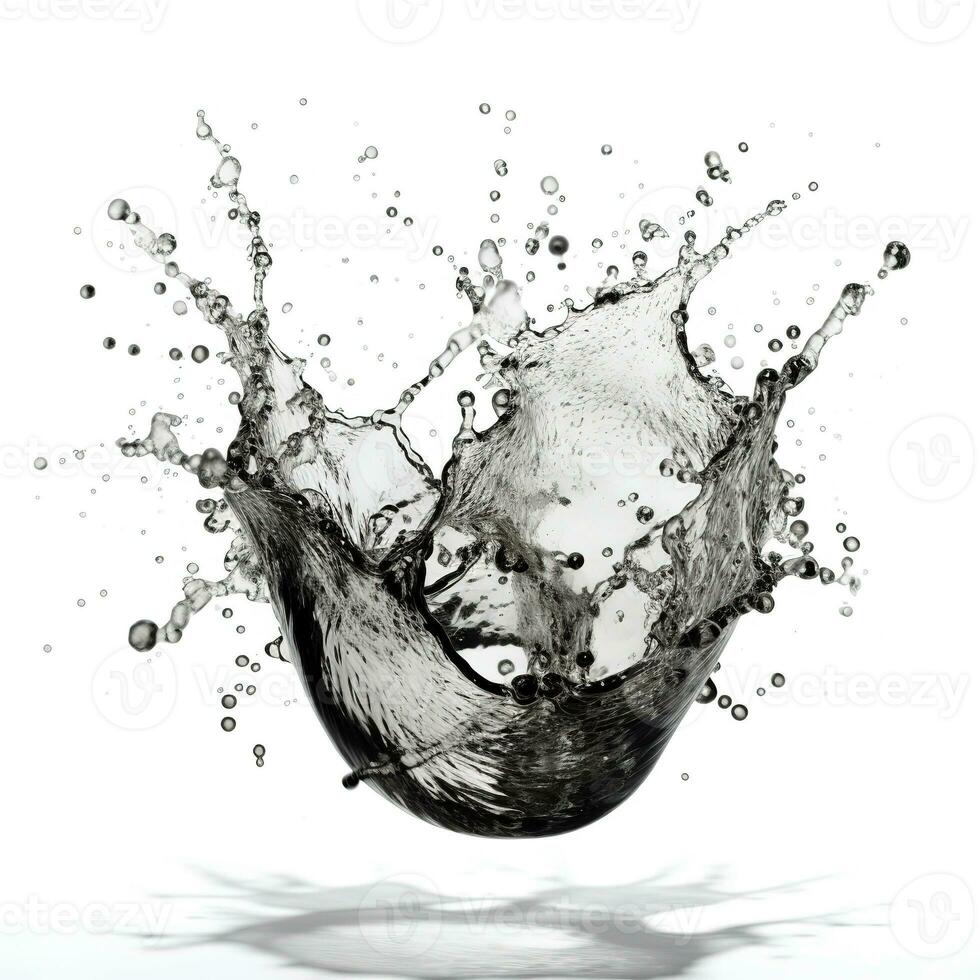 Liquid in weightlessness. Water splashes black and white illustration. Movement and life concept. Generative AI photo