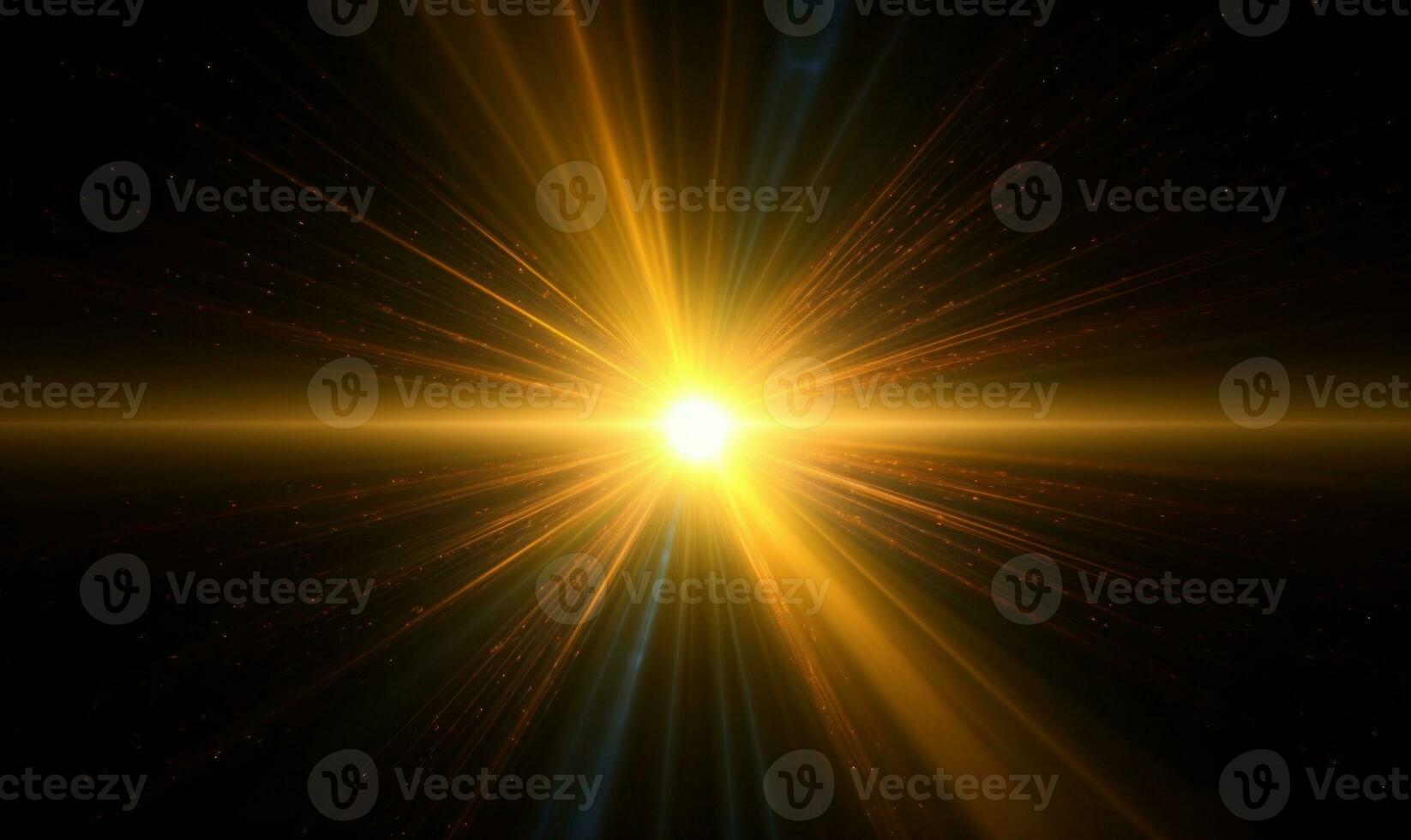 Abstract Glowing Sun Burst. Black Orange Light Rays and Flare photo