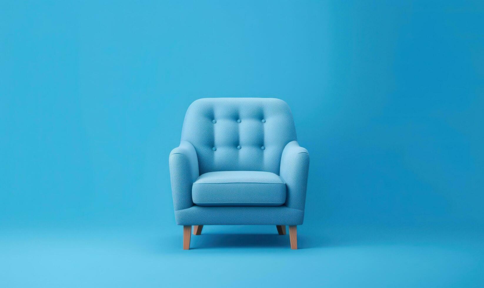 Single Armchair isolated on Blue Background with Copy Space photo