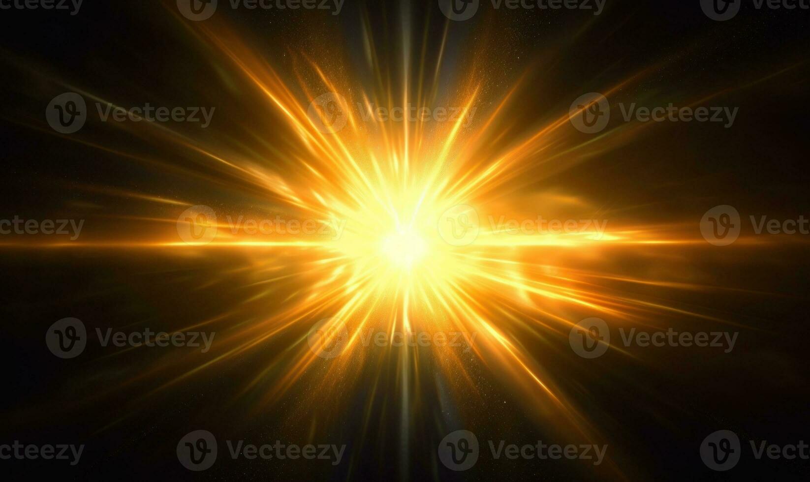 Abstract Glowing Sun Burst. Black Orange Light Rays and Flare photo