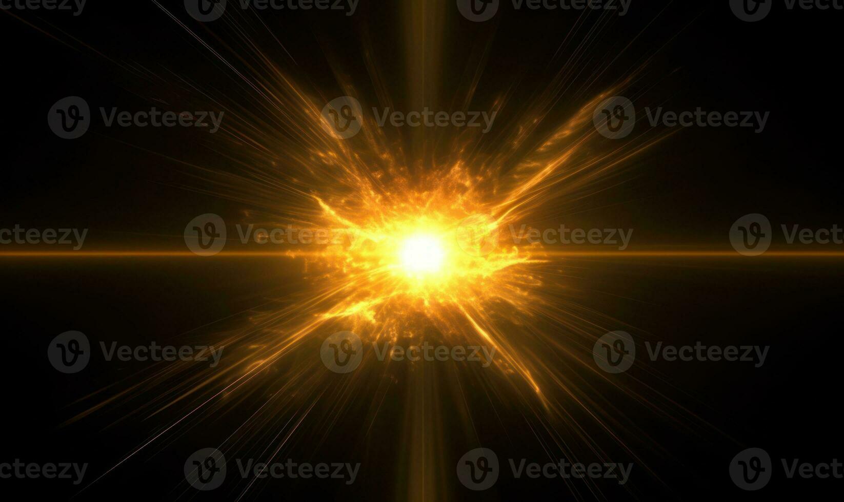 Abstract Glowing Sun Burst. Black Orange Light Rays and Flare photo