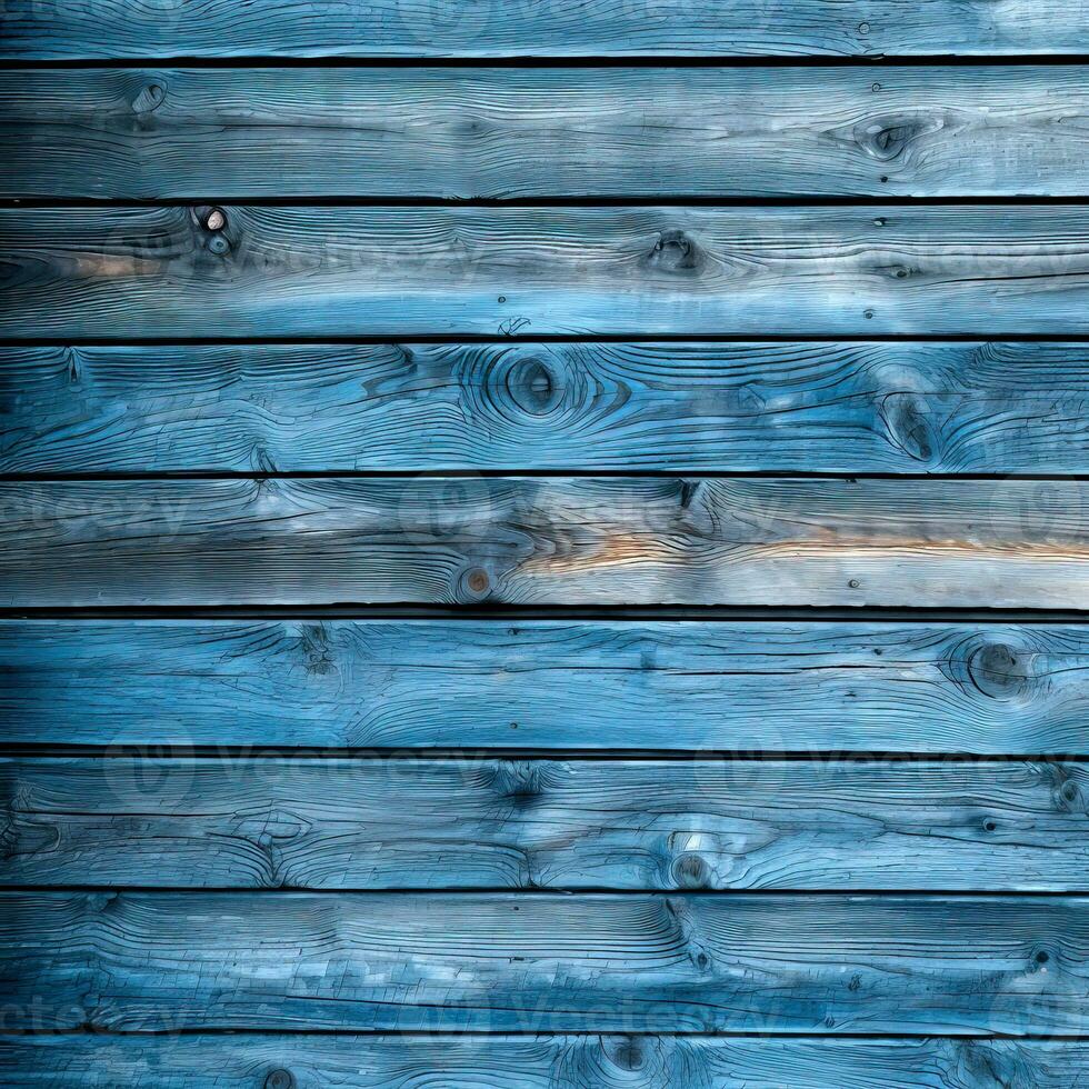 Wooden texture. Blue wood planks. Old wooden floor. Generative AI photo