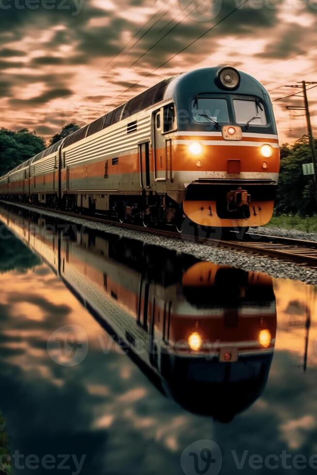 Mesmerizing Train Photography, Motion blur, reflection, speed, cinematic. photo