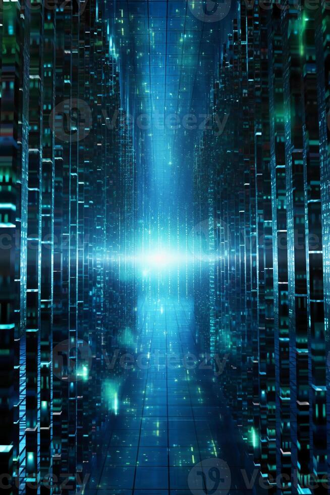 Binary code on a holographic background. photo