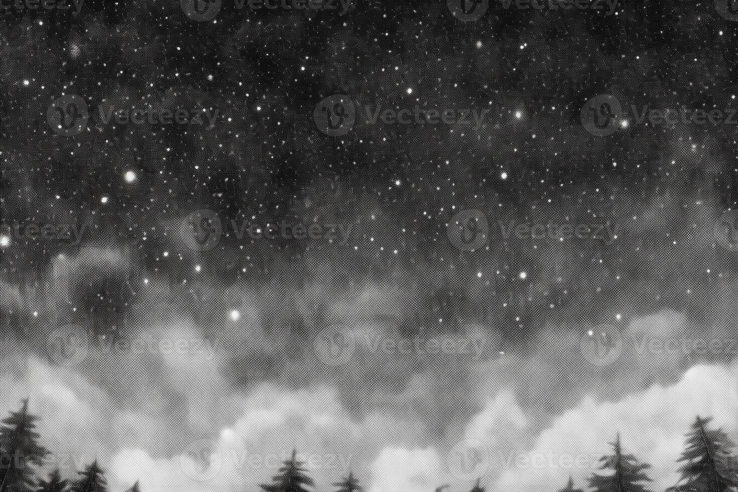 Stars, fresh sky with star, plain, minimal, sketchy, pencil sketch style, black and white. photo