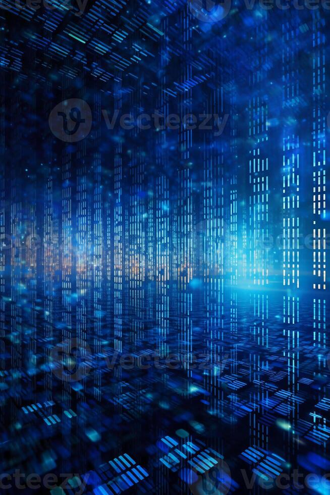 Binary code on a holographic background. photo