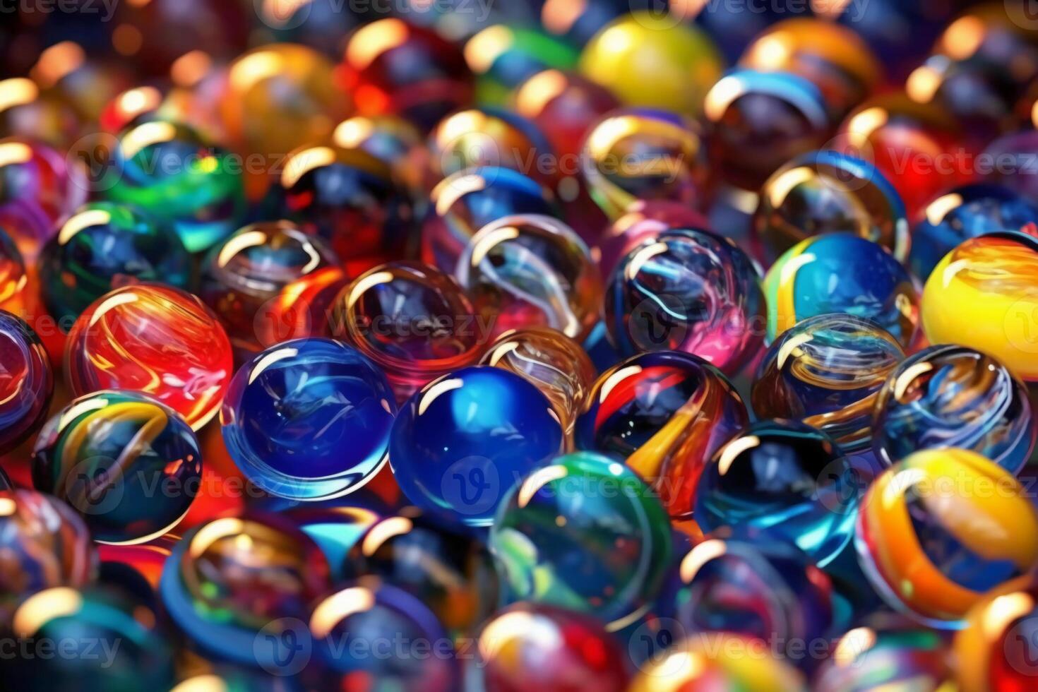 Shiny colorful glass marbles. photo