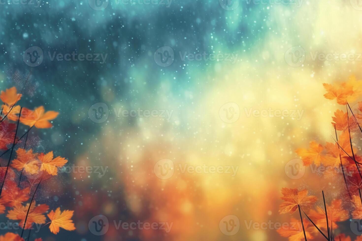 A blurred autumn, windy sky abstract background with bokeh glow, Illustration. AI generative photo