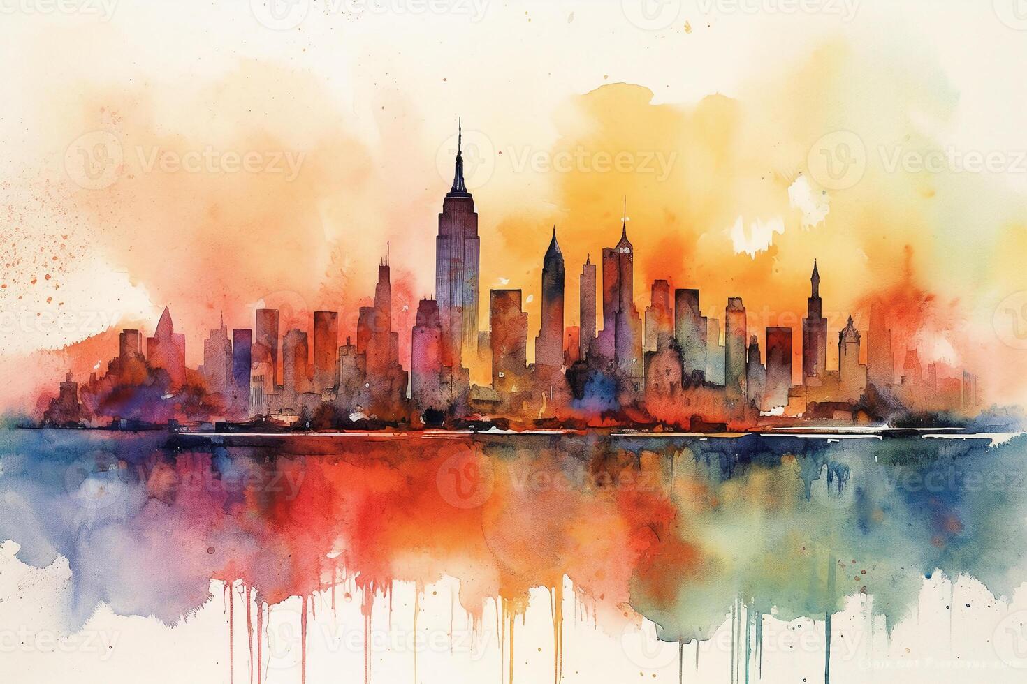 Watercoler new york skyline. photo