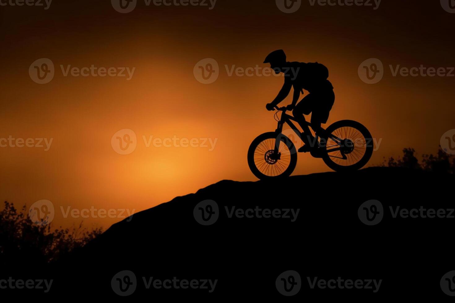 A man flying through the air while riding a bike. AI generative photo