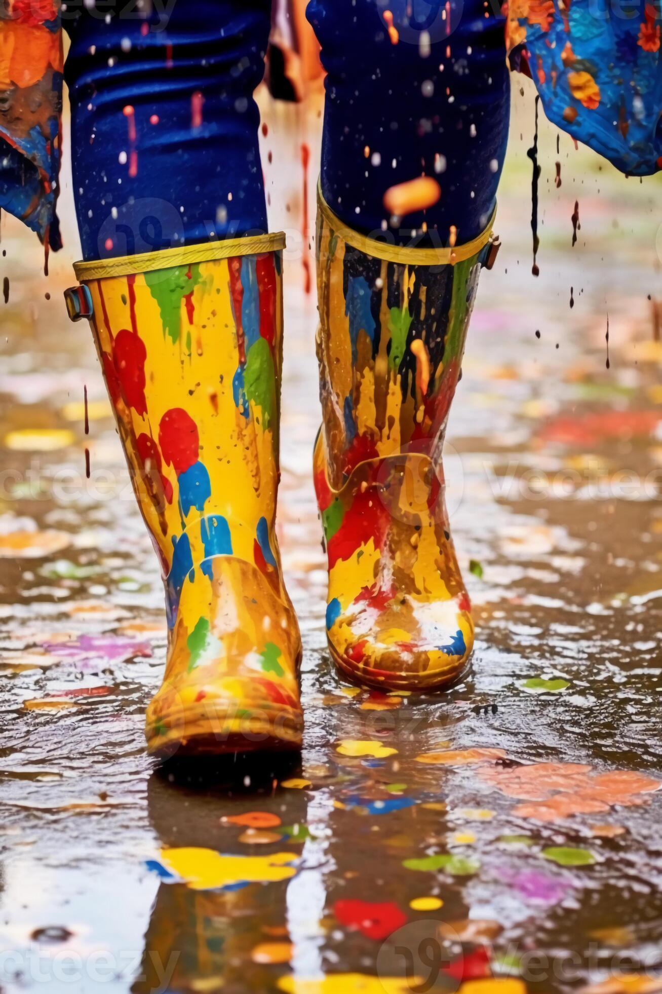 Colored top rain boots