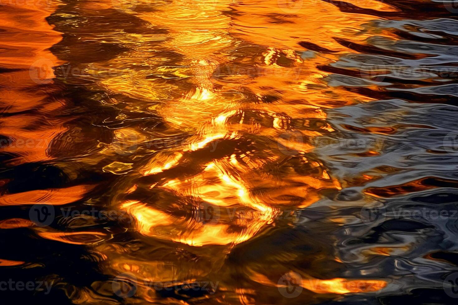 Water ripples reflected in the water at night. photo