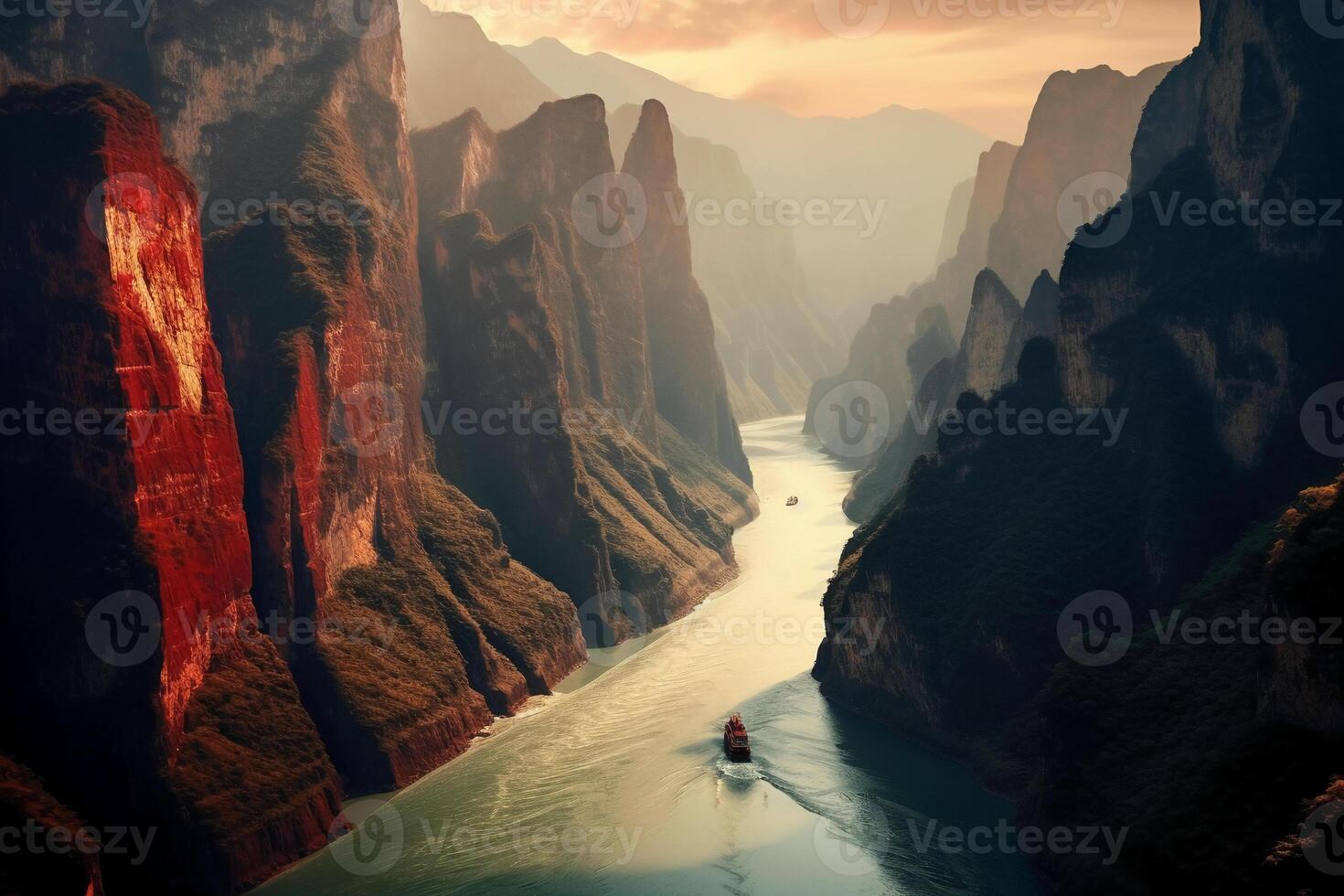 The mountains and rivers of the motherland. AI generatgive photo