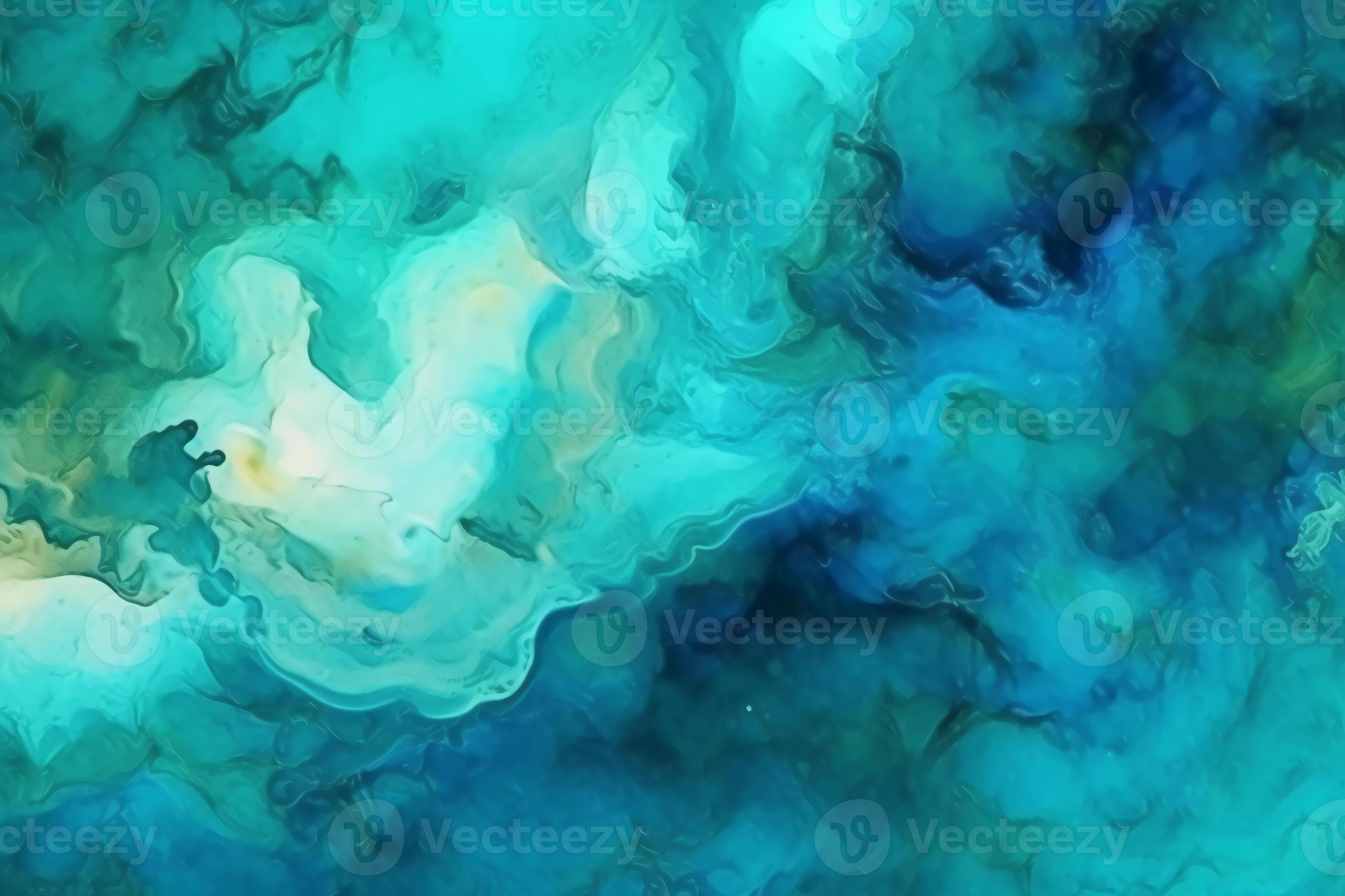 Abstract watercolor paint background by teal color blue and green with