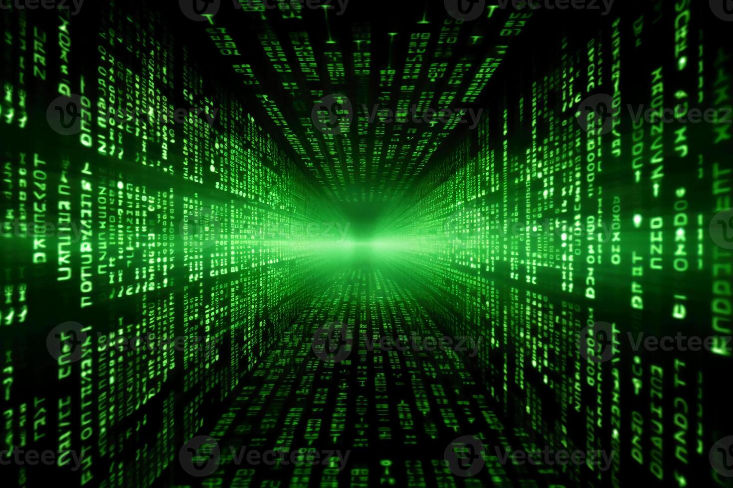 Matrix binary code background. AI generative photo