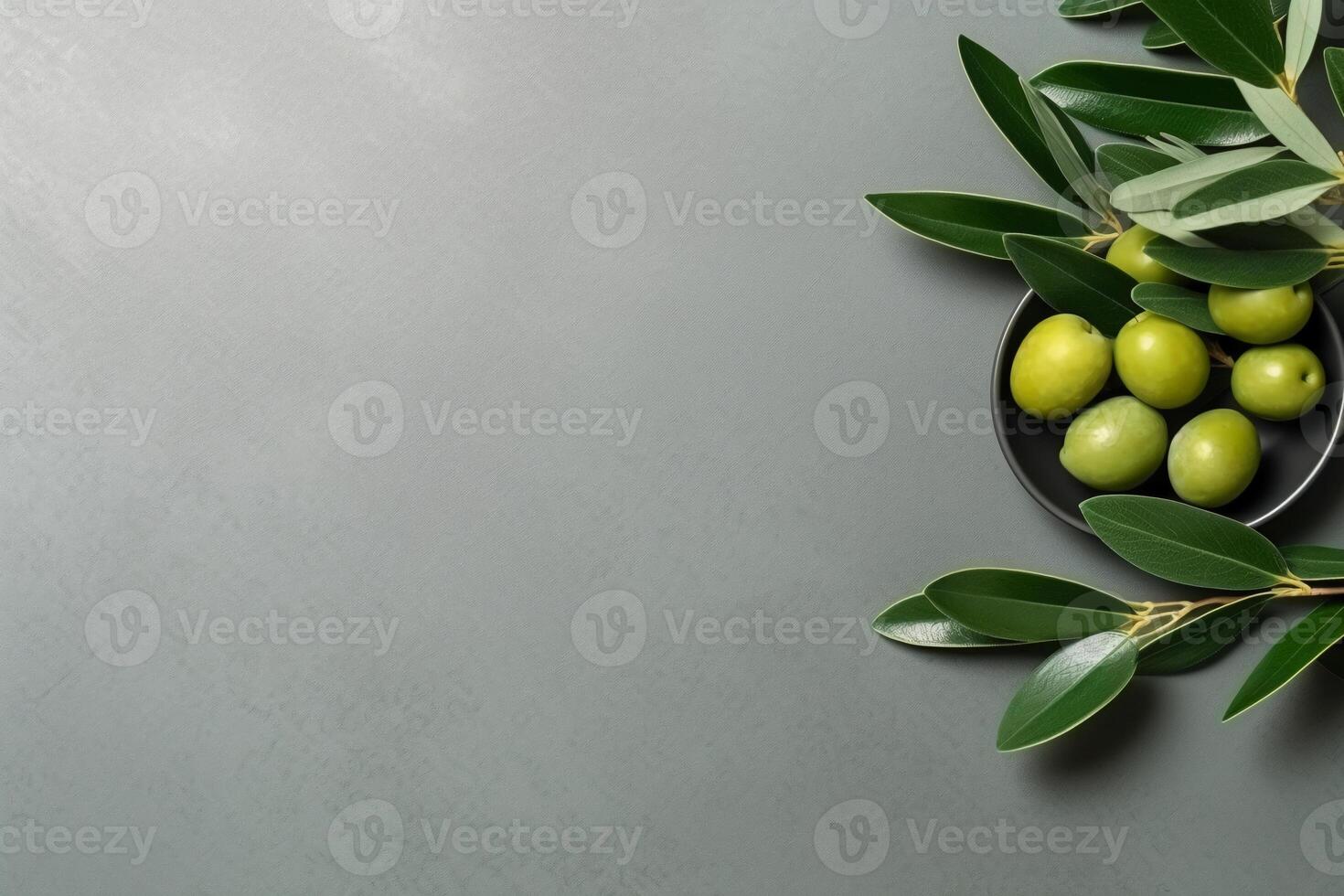 A photo of an minimalist olives background. AI generative