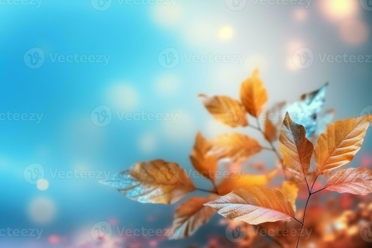 Photorealistic autumn leaves on a bright background. AI generative photo