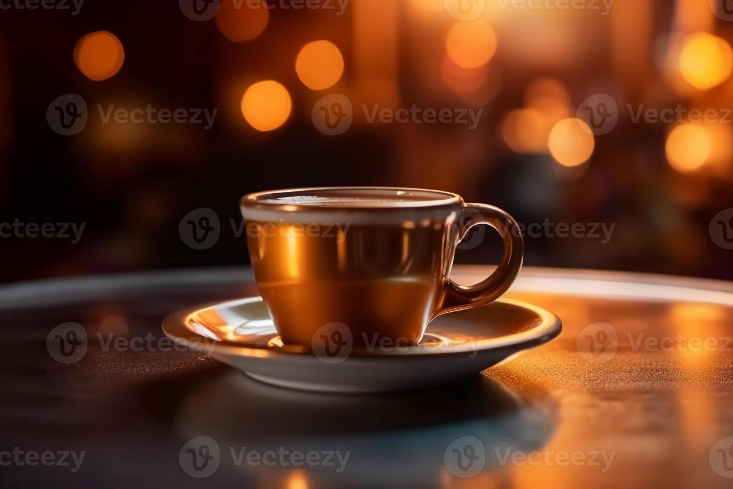 Extreme Closeup Shot coffee cup, in a coffee shop, focus is on the Coffee Cup. photo