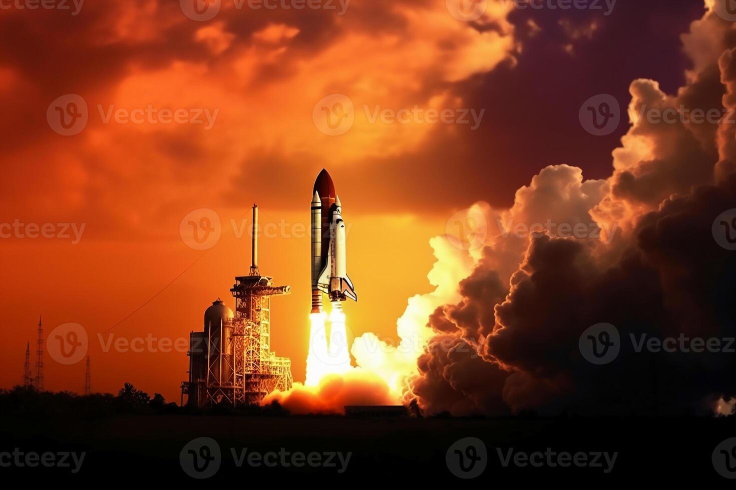 The space shuttles launching. AI generative photo