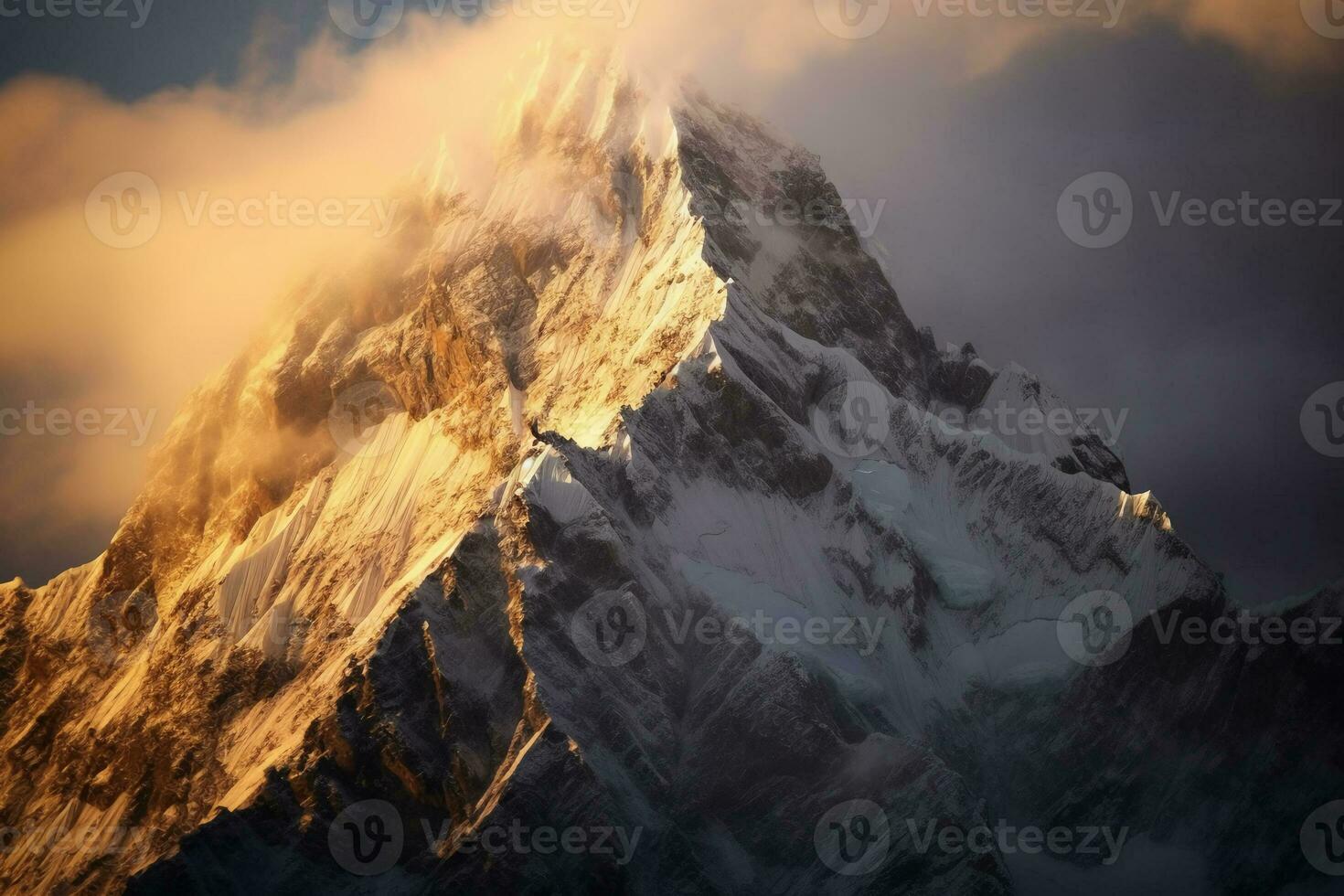 photo ofa rugged mountaineer Alpine peak. AI generative