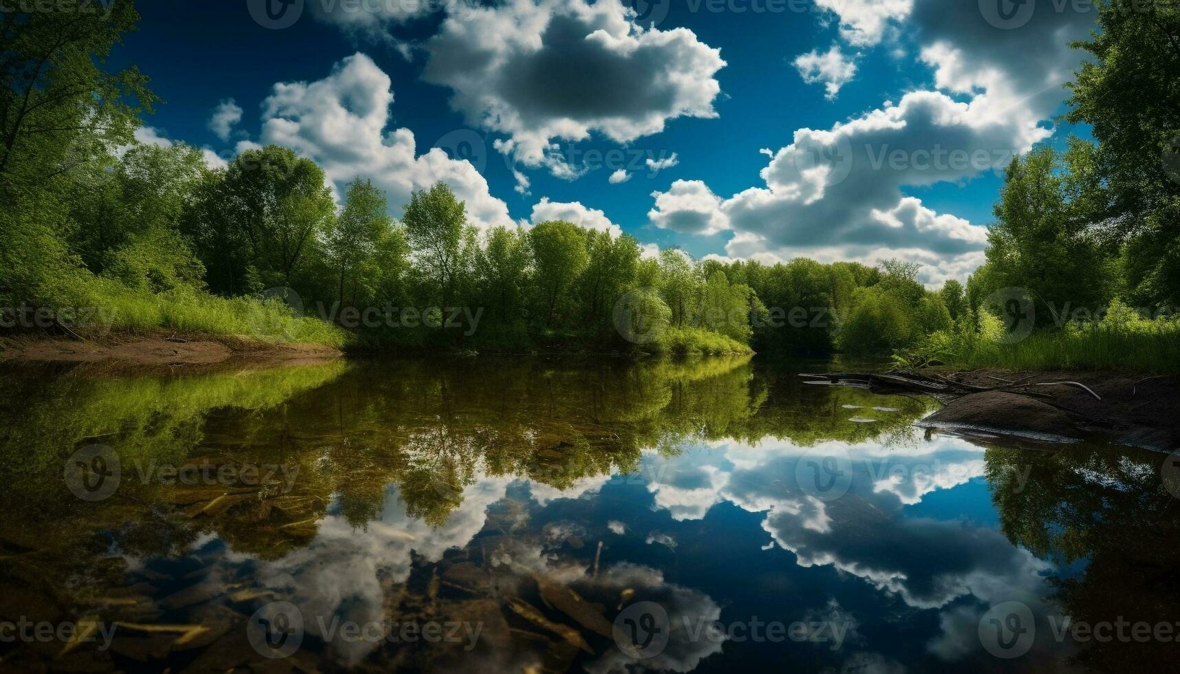 Tranquil scene of nature beauty, vibrant colors generated by AI photo