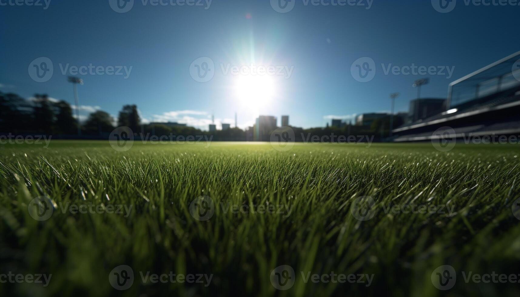 Green meadow, bright sun, soccer ball success generated by AI photo