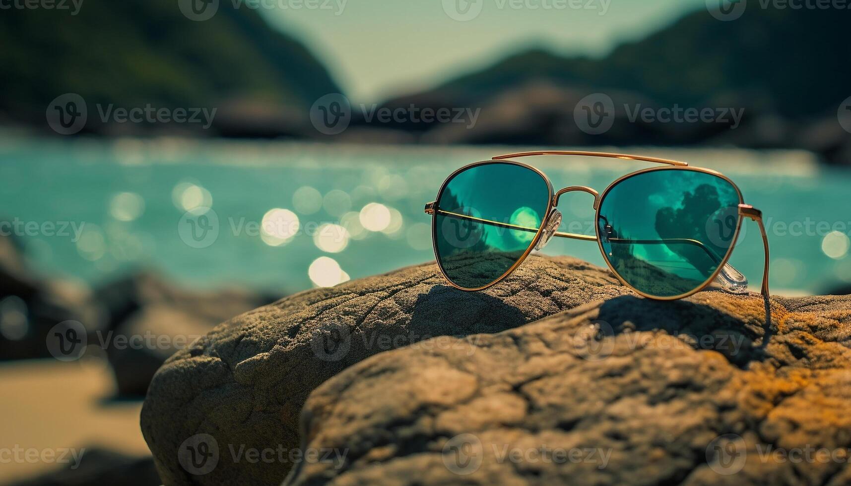 Fashionable eyewear for sunny coastal vacations generated by AI photo