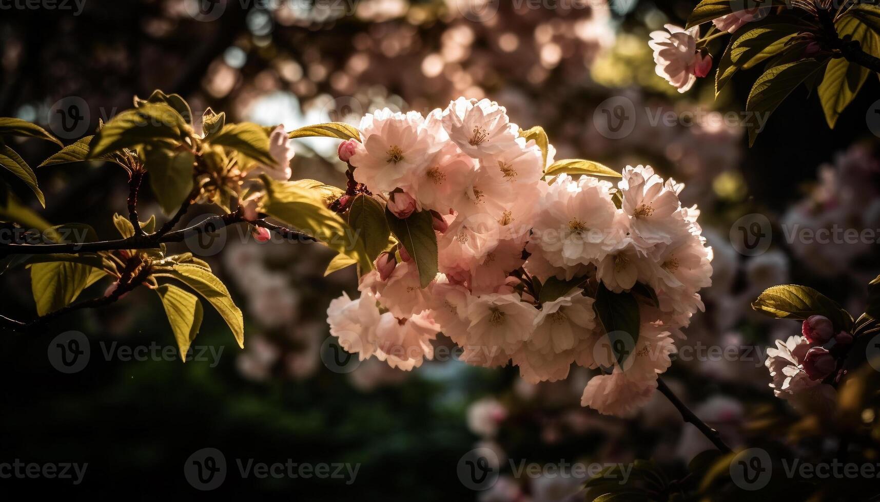 Vibrant pink cherry blossom, symbol of love generated by AI photo