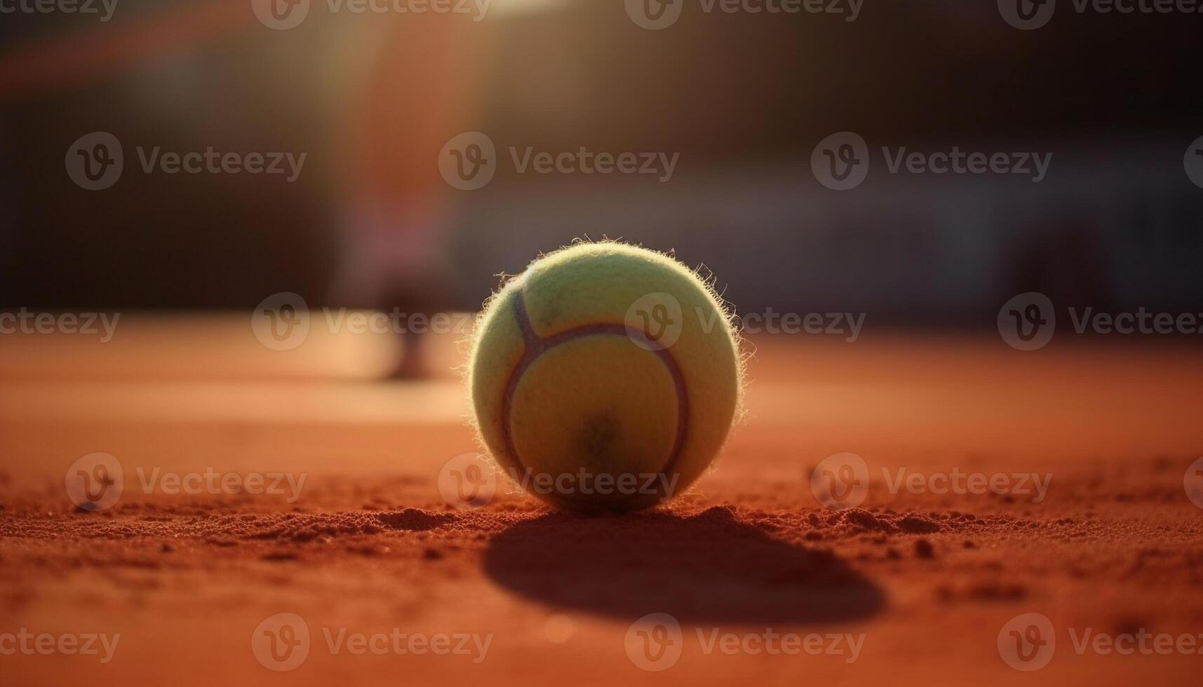 Competitive athlete hits tennis ball for success generated by AI photo