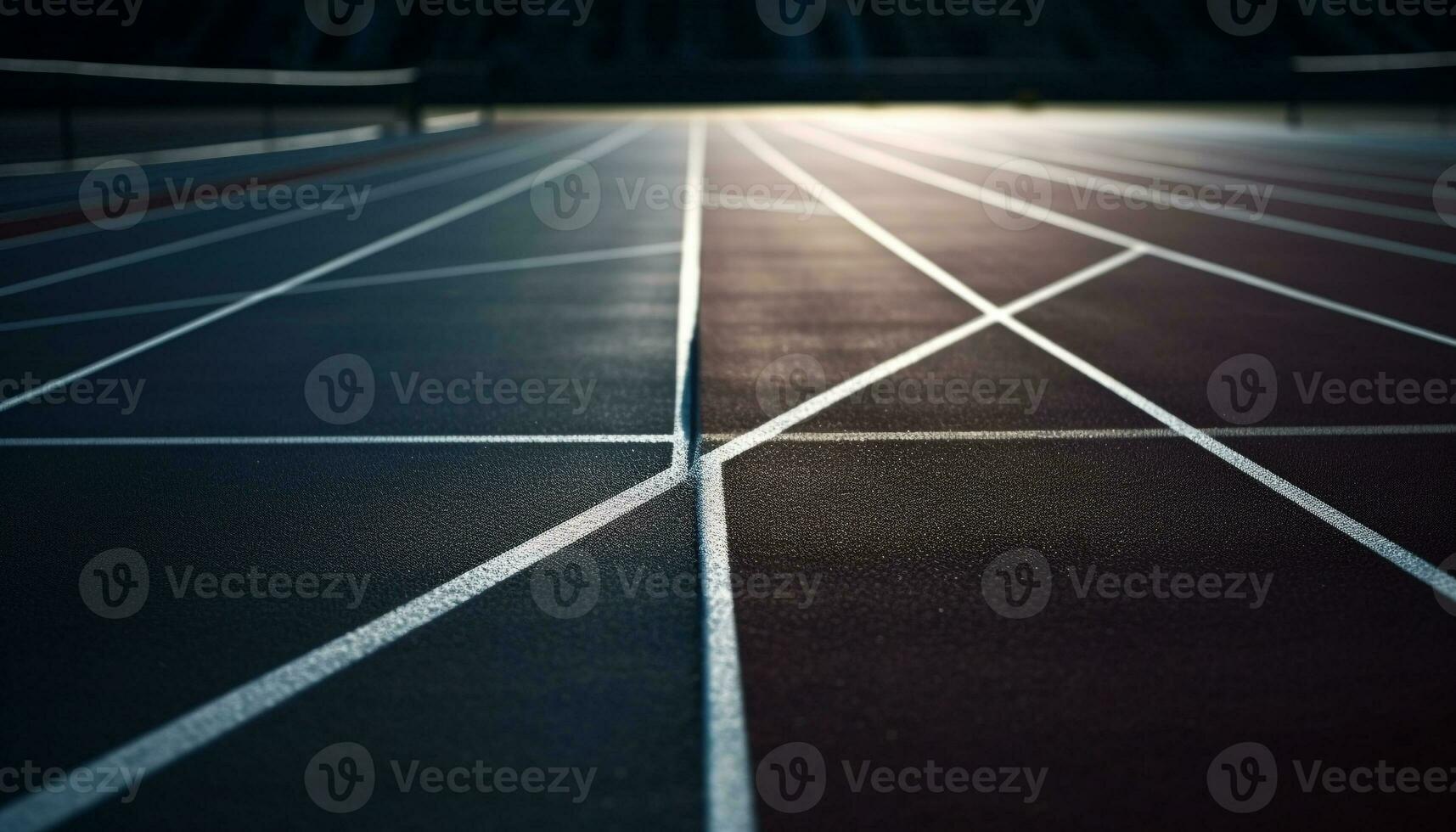 Athletes in striped pattern run on sports track generated by AI photo