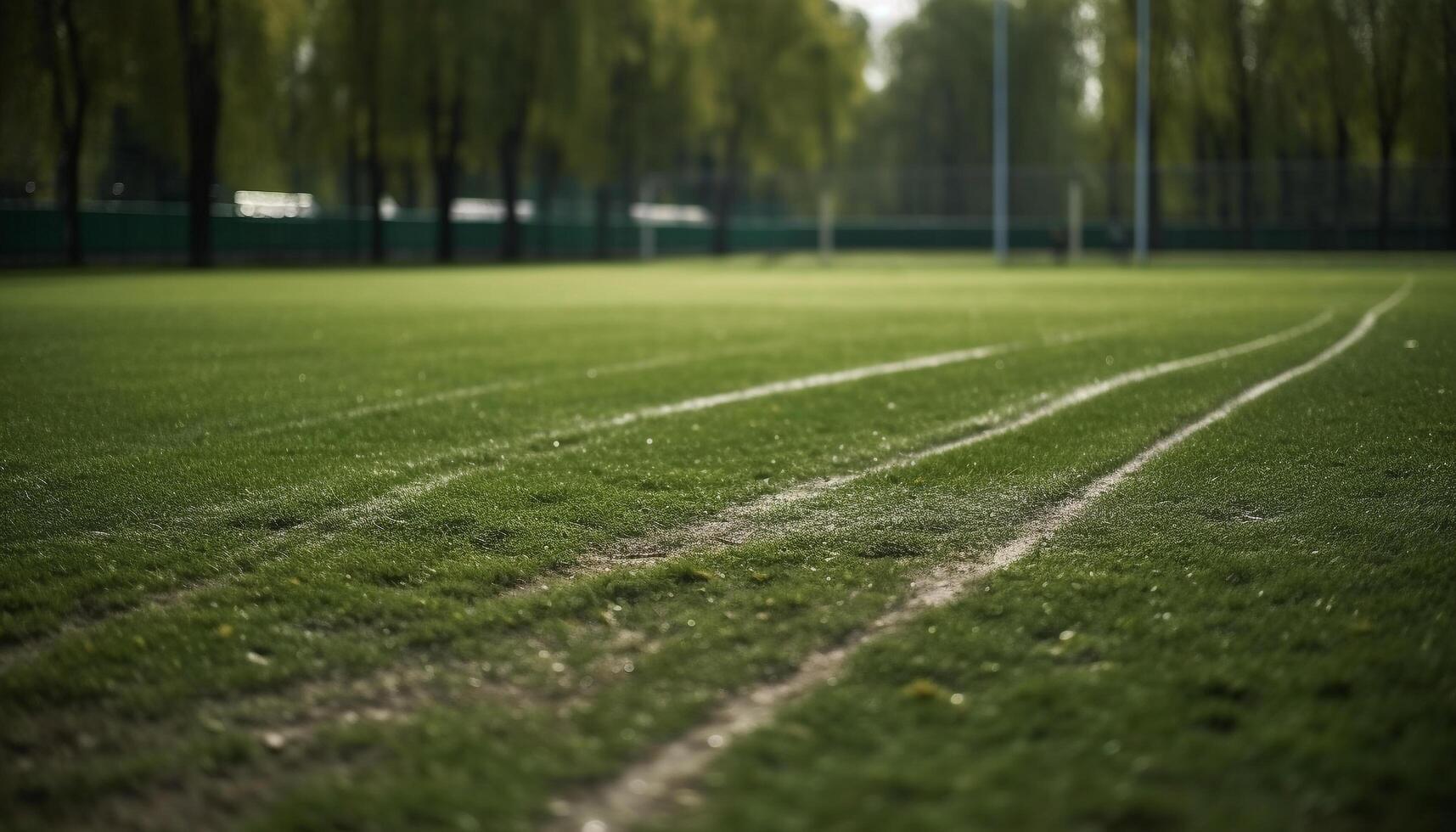 Competitive soccer on green turf under sunlight generated by AI photo