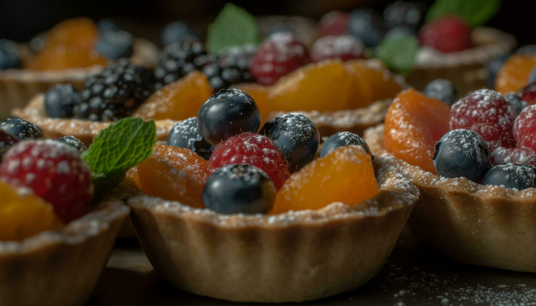 Fresh berry tart, homemade and indulgent dessert generated by AI photo
