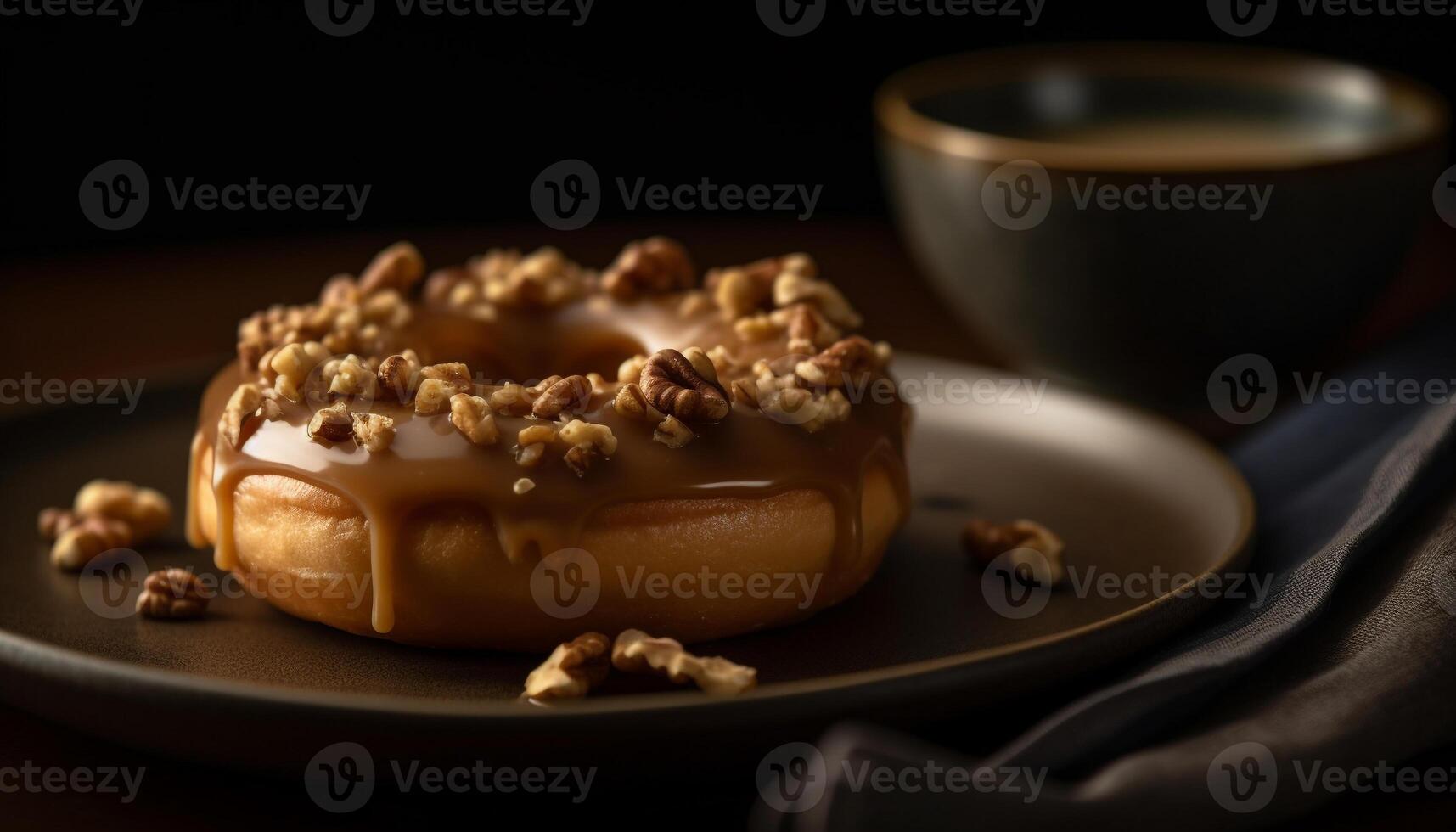 Indulgent homemade donut stack, ready to eat generated by AI photo