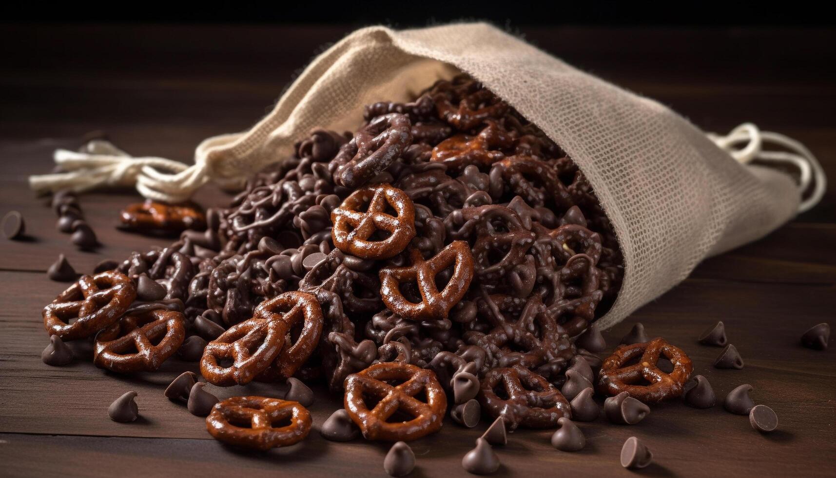 Sweet snack stack on rustic wood table generated by AI photo
