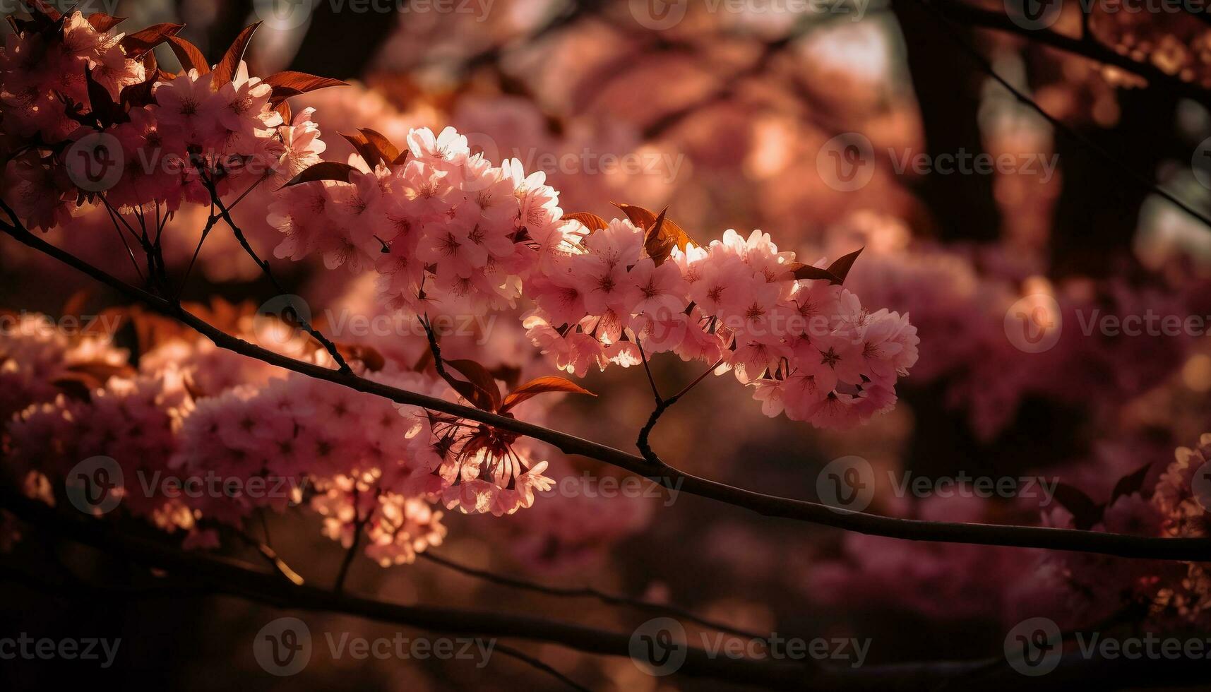 Cherry blossom tree blooms in springtime beauty generated by AI photo