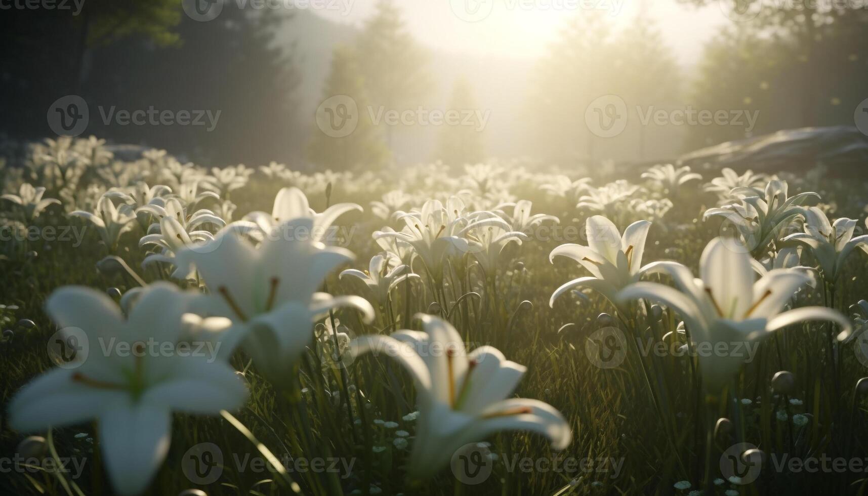 Fresh daisy blossoms in tranquil meadow landscape generated by AI photo