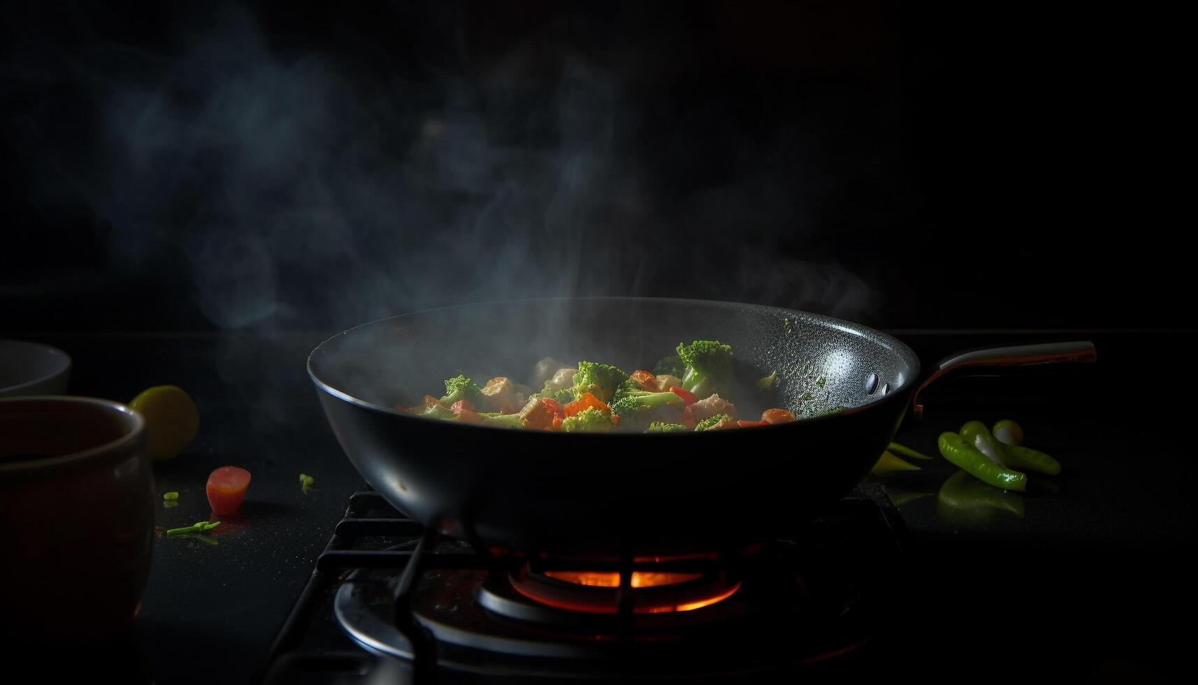 Healthy vegetable stew cooked on stove top generated by AI photo