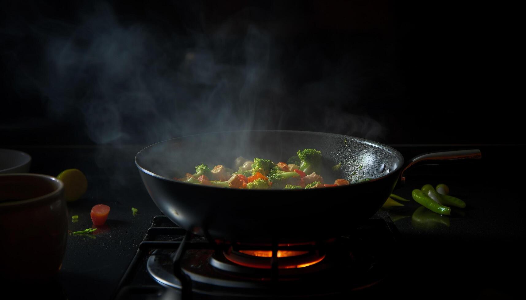 Healthy vegetable stew cooked on stove top   generated by AI photo