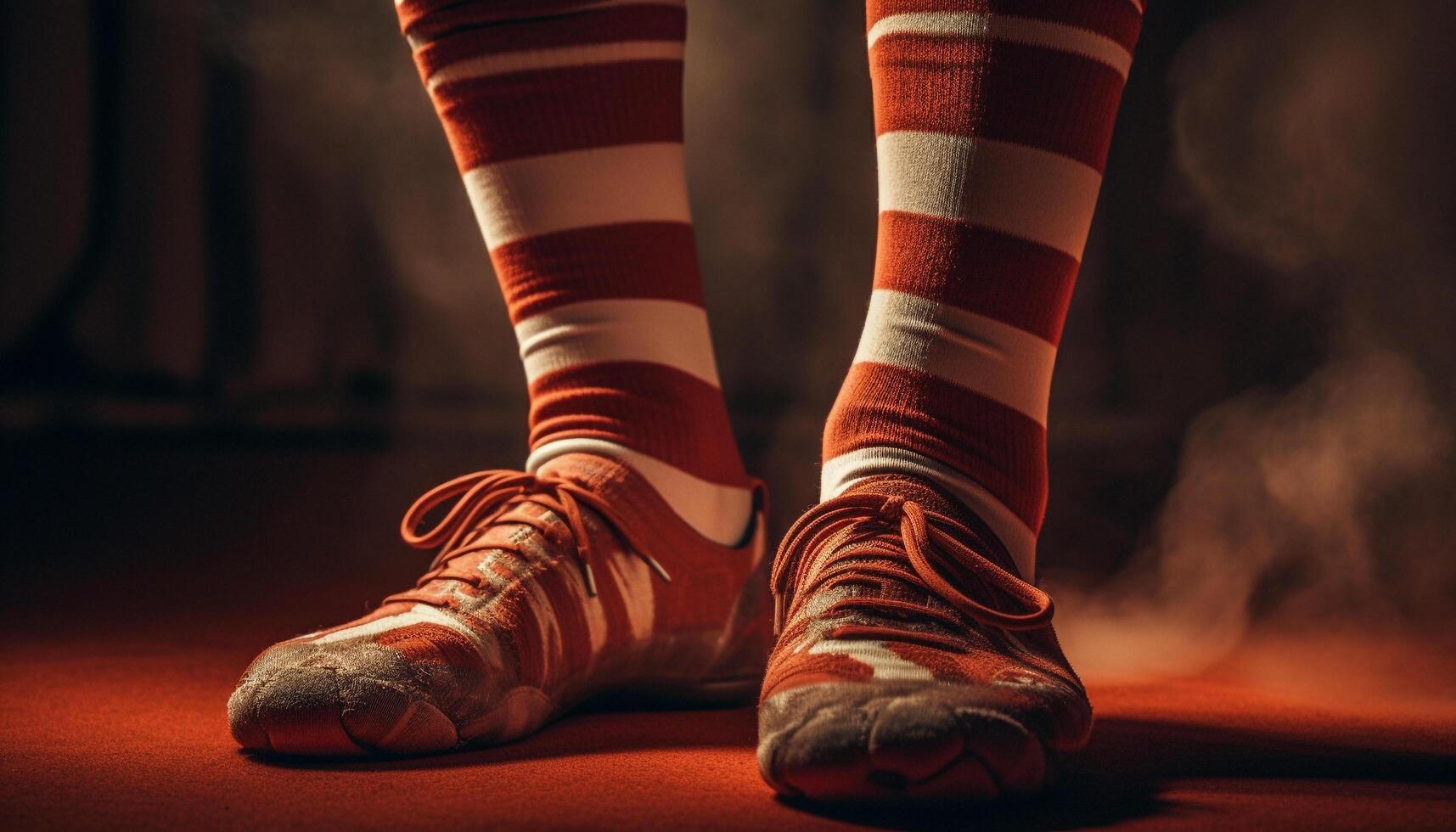 Pair of sports shoes, shoelaces tied tight generated by AI photo