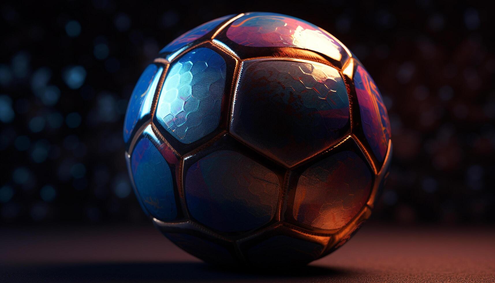 Glowing soccer ball shines in championship competition generated by AI photo