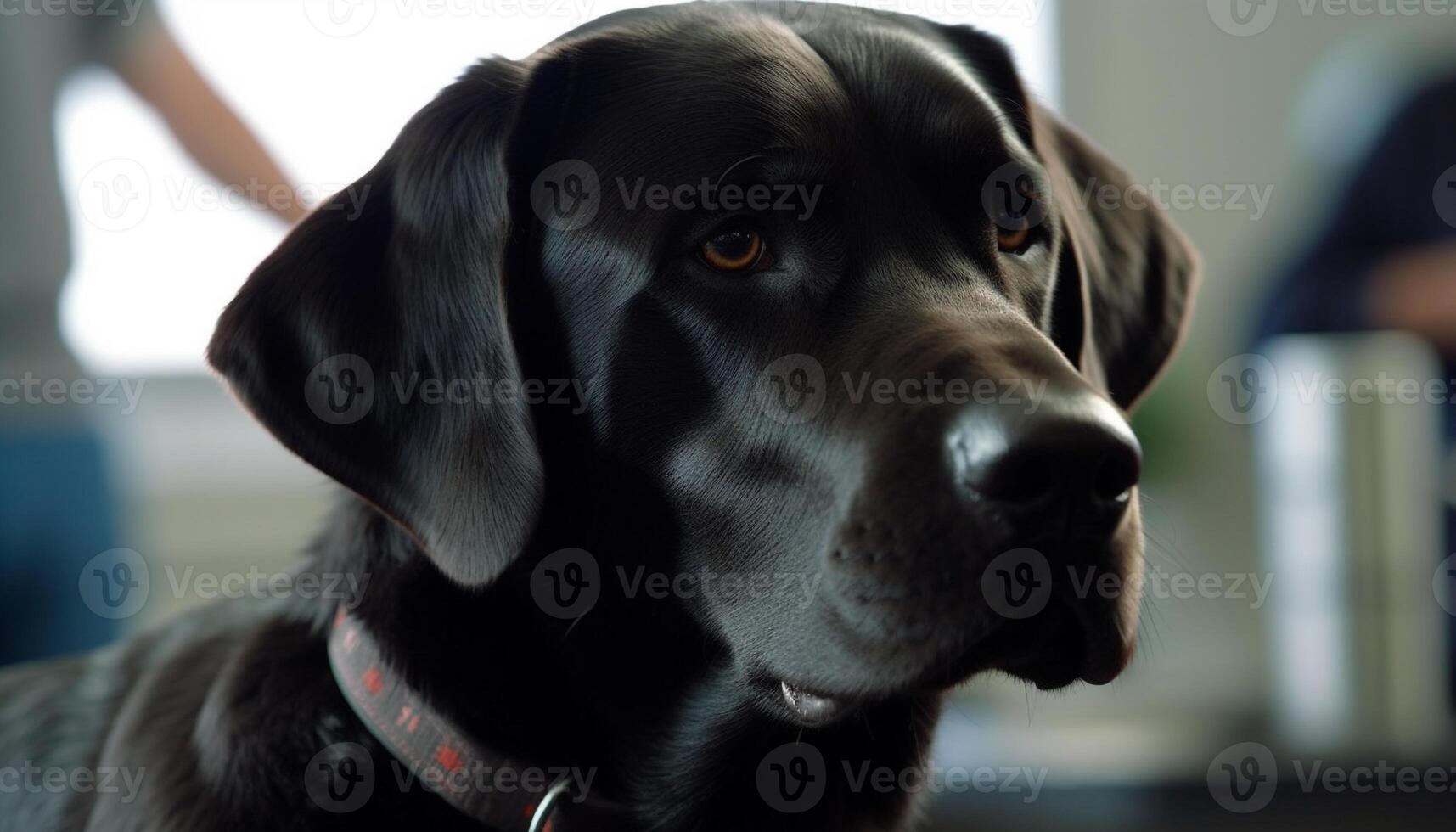 Cute puppy portrait Labrador retriever looking at camera generated by AI photo