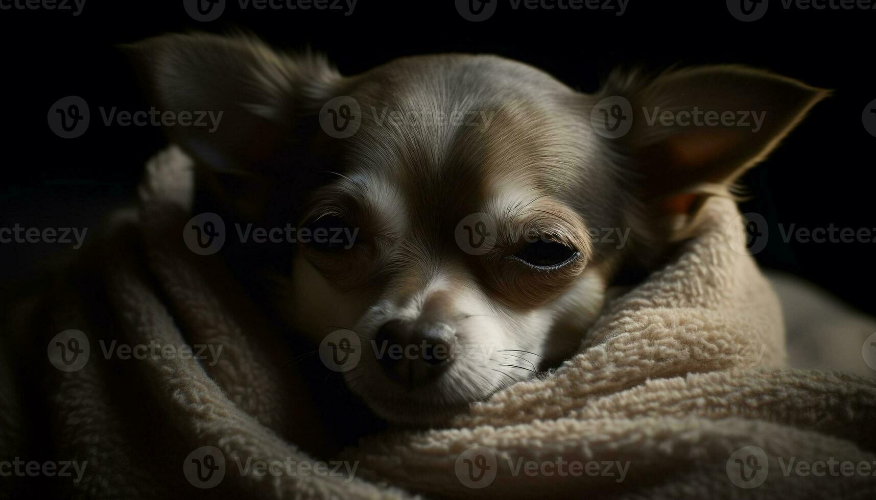 Cute small terrier puppy looking for friendship indoors generated by AI photo