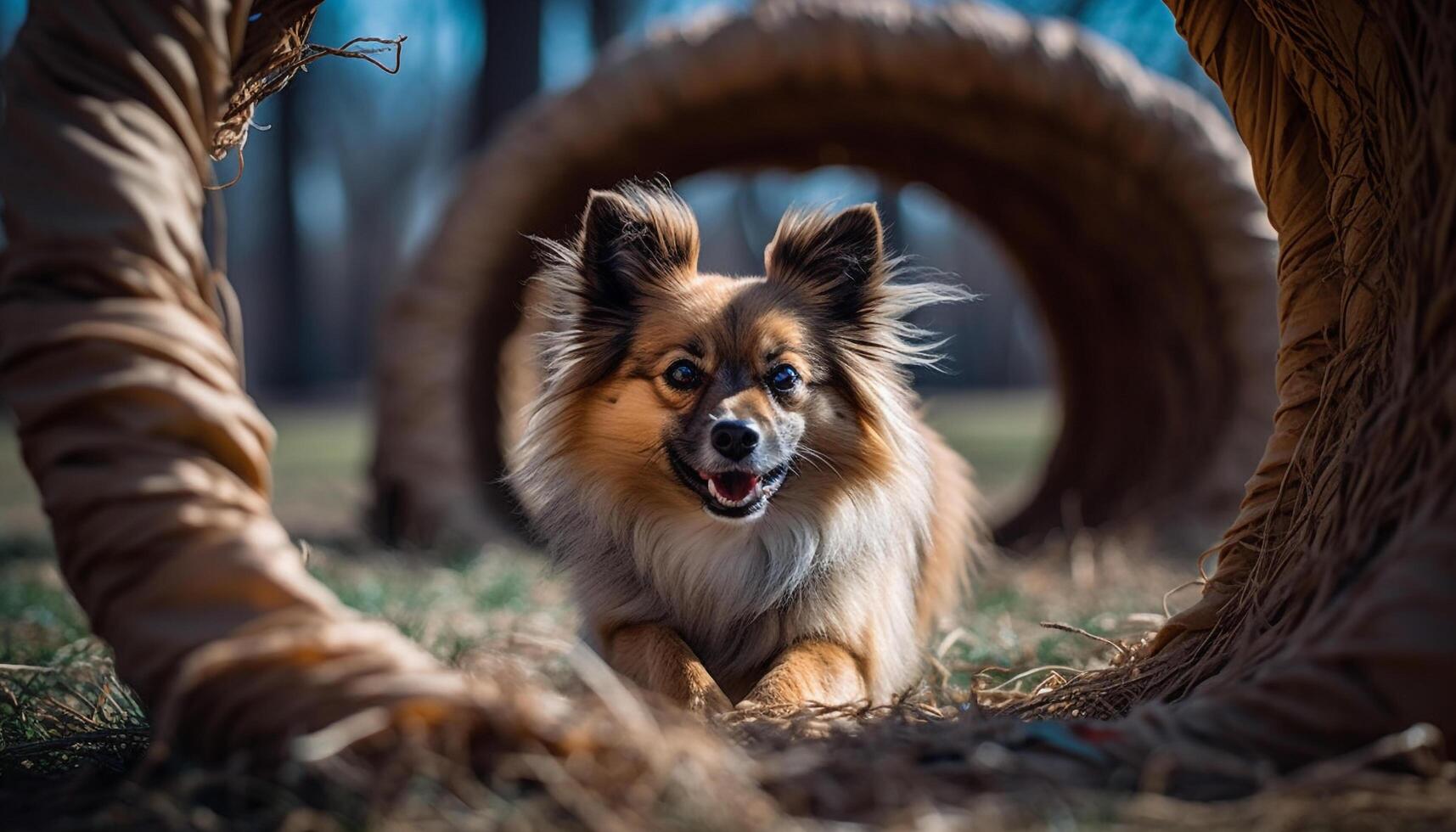 Cute pets sitting in grass, playful and fun generated by AI photo