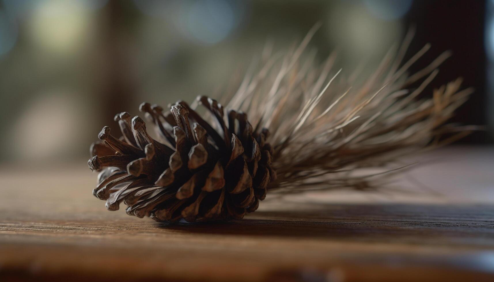 Pine cone decoration on evergreen table centerpiece generated by AI photo