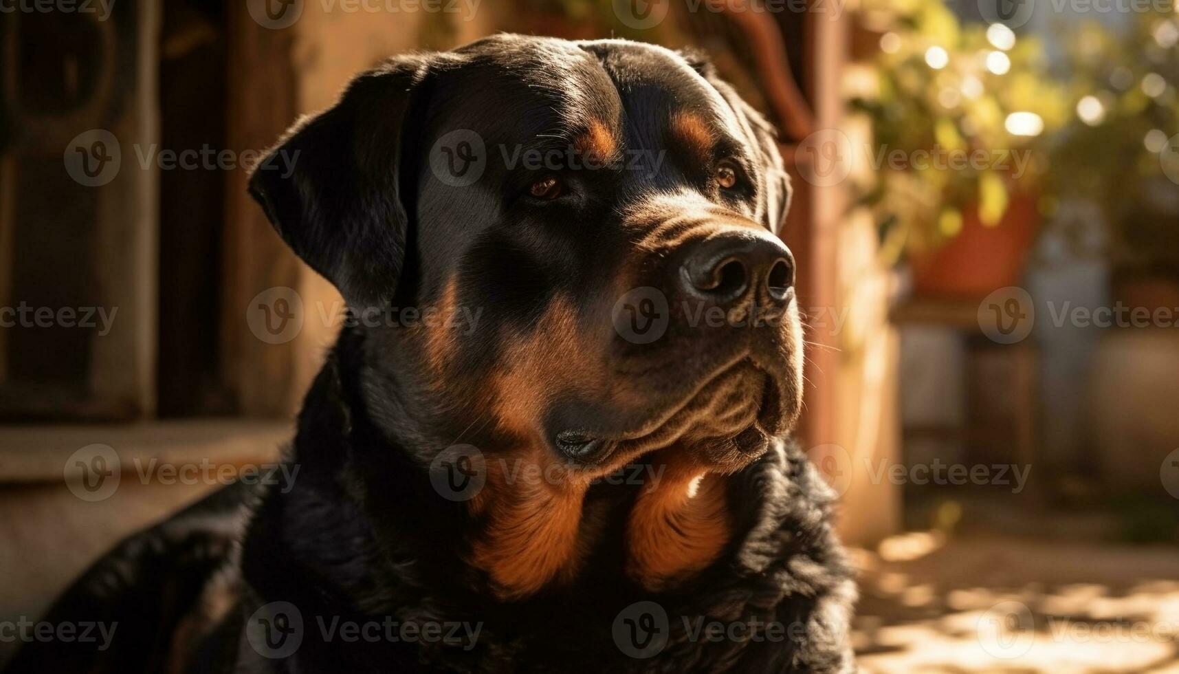 Purebred canine portrait  loyal guard dog sitting alertly generated by AI photo