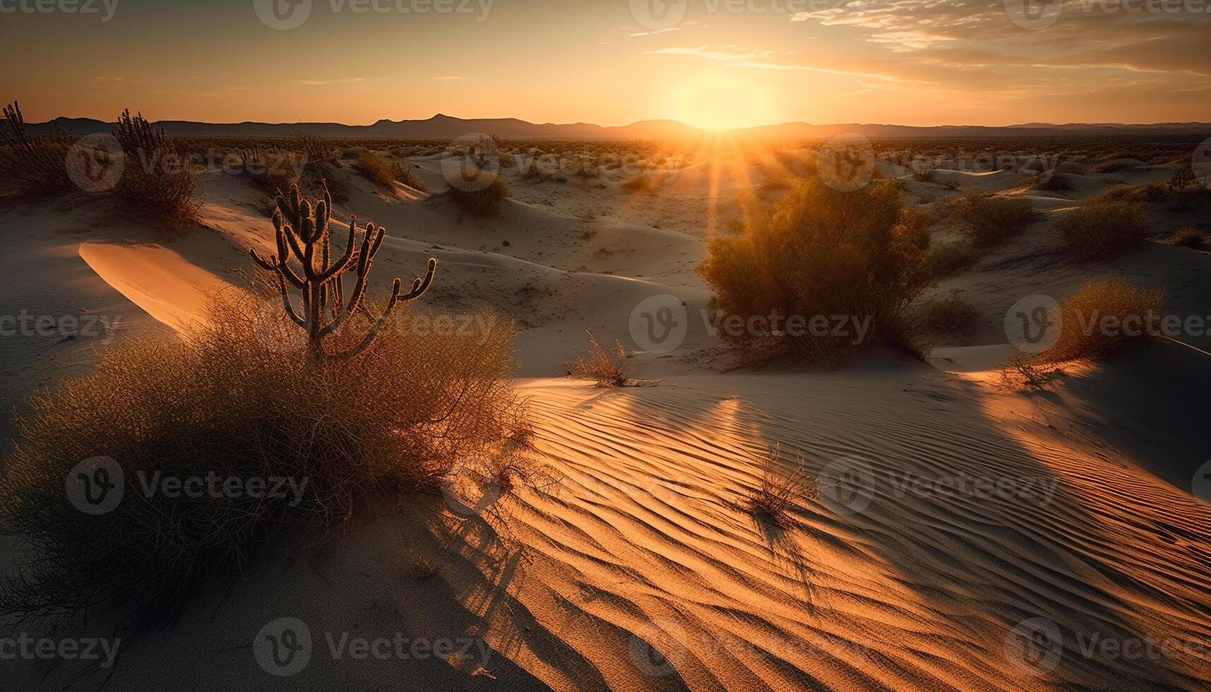 amanecer terminado majestuoso arena dunas en África generado por ai foto