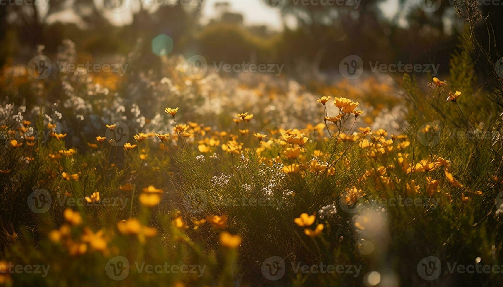 vibrante flores silvestres floración en tranquilo prado escena generado por ai foto