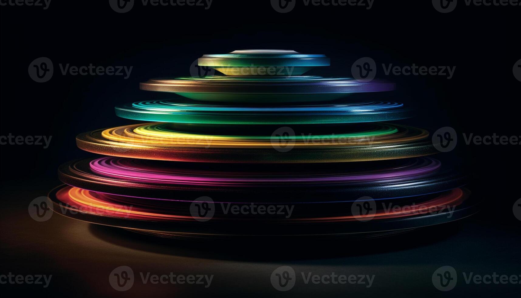 Spinning circle of vibrant colors, illuminated backdrop generated by AI photo