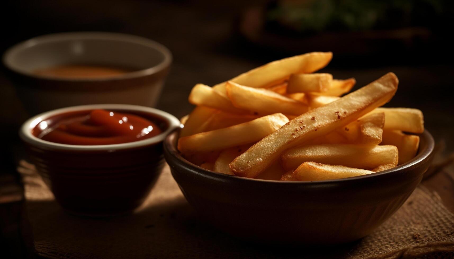 A gourmet meal of deep fried French fries generated by AI photo