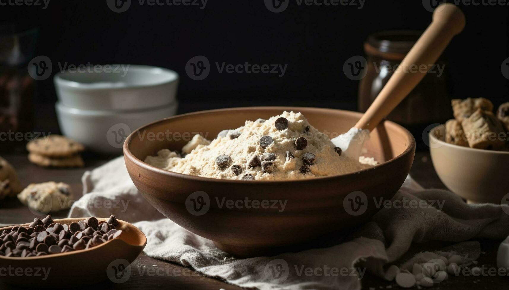 A homemade dessert on a rustic table generated by AI photo